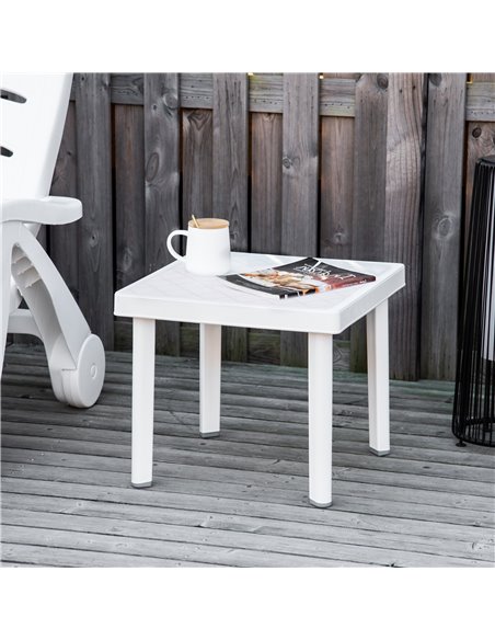 Outsunny Garden Side Table Outdoor Square Coffee End Table for Drink Snack, White - pic 30689 | FastDaddyshop