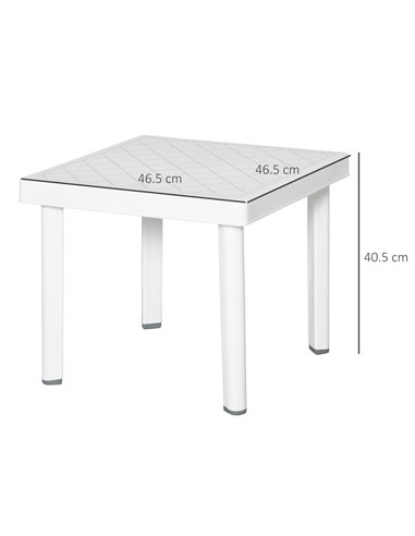 Outsunny Garden Side Table Outdoor Square Coffee End Table for Drink Snack, White