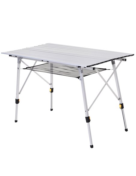 Outsunny 4FT Folding Aluminium Picnic Table Portable Camping BBQ Table Roll Up Top Mesh Layer Rack with Carrying Bag - pic 30733 | FastDaddyshop