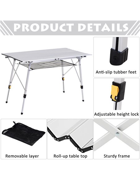 Outsunny 4FT Portable Folding Aluminium Picnic Table A20-146 - pic 30736 | FastDaddyshop