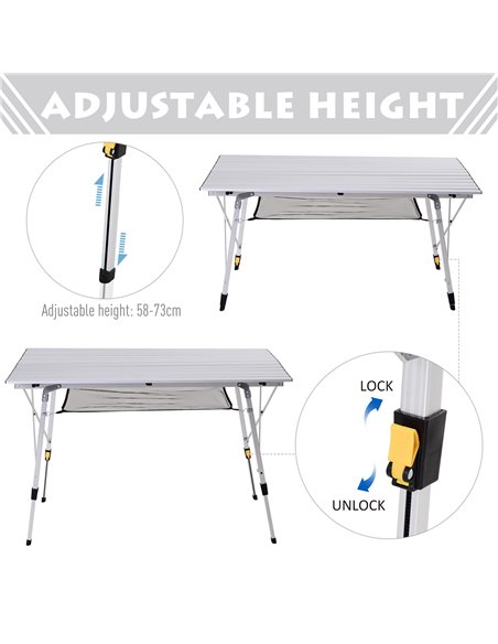 Outsunny 4FT Portable Folding Aluminium Picnic Table A20-146 - pic 30737 | FastDaddyshop