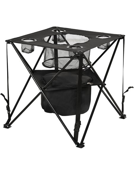 Outsunny Folding Camping Table, Portable Picnic Table with Built-in Cooler, Cup Holders for Outdoor Travel Hiking Fishing Beach  - pic 30751 | FastDaddyshop