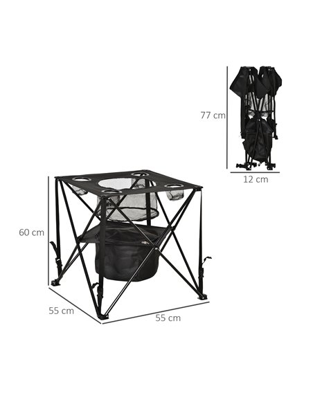 Outsunny Folding Camping Table, Portable Picnic Table with Built-in Cooler, Cup Holders for Outdoor Travel Hiking Fishing Beach  - pic 30753 | FastDaddyshop