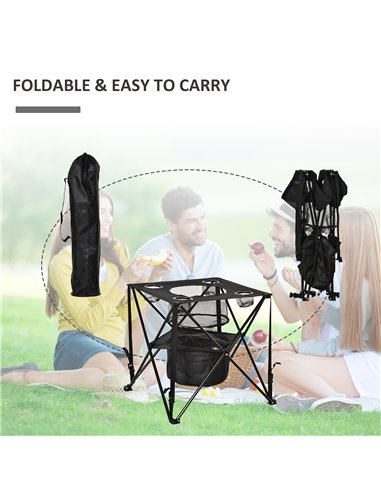 Outsunny Portable Folding Camping Table with Built-in Cooler A20-206