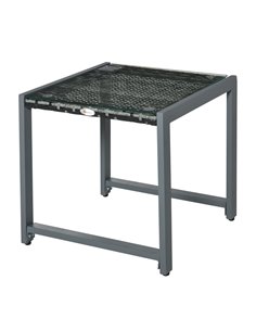 Outsunny Rattan End Table, Outdoor Patio Side Coffee Desk, Grey