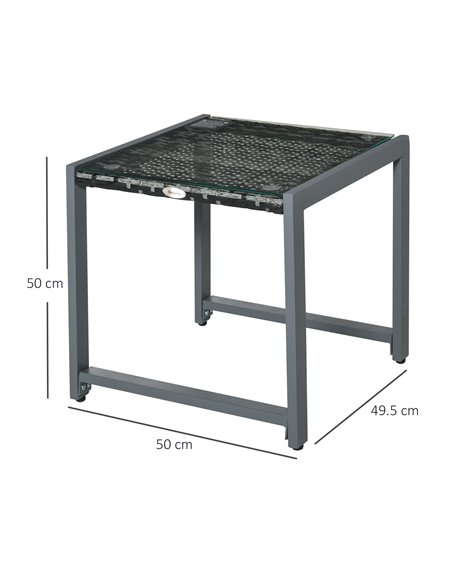 Outsunny Rattan End Table Side Coffee Desk Outdoor Patio Wicker Sofa Chat Garden Furniture - pic 30771 | FastDaddyshop