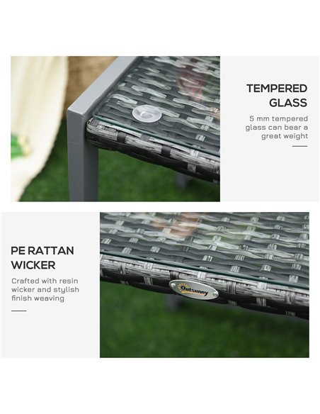 Outsunny Rattan End Table Side Coffee Desk Outdoor Patio Wicker Sofa Chat Garden Furniture - pic 30774 | FastDaddyshop