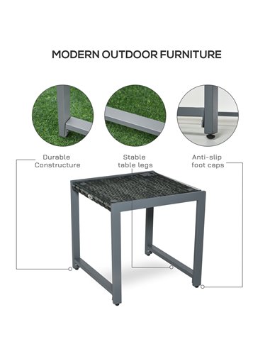 Outsunny Rattan End Table Side Coffee Desk Outdoor Patio Wicker Sofa Chat Garden Furniture