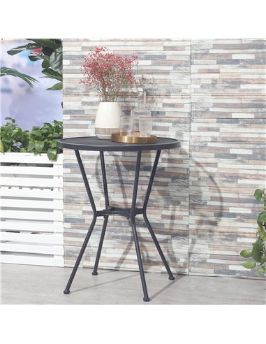 Outsunny 60cm Garden Round Table Metal Outside Bistro Table with Mesh Tabletop for Garden Balcony Deck, Dark grey