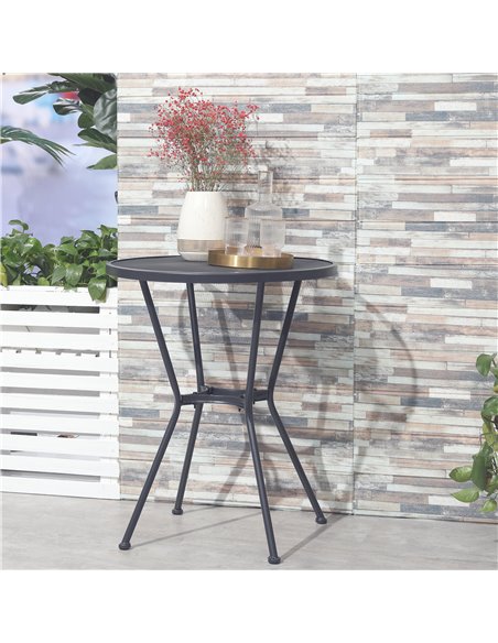 Outsunny 60cm Garden Round Table Metal Outside Bistro Table with Mesh Tabletop for Garden Balcony Deck, Dark grey - pic 30779 | FastDaddyshop