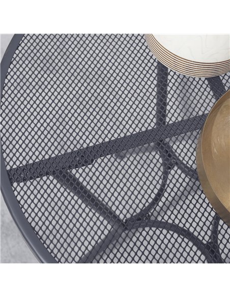Outsunny 60cm Garden Round Table Metal Outside Bistro Table with Mesh Tabletop for Garden Balcony Deck, Dark grey - pic 30783 | FastDaddyshop