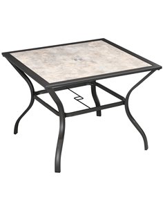 Outsunny Garden Table for 4 with PC Board Tabletop for Patio, Backyard, Grey