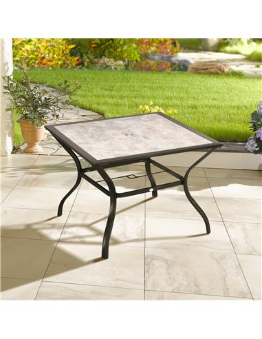 Outsunny Garden Table for 4 with PC Board Tabletop for Patio, Backyard, Grey