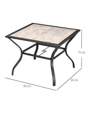 Outsunny Garden Table for 4 with PC Board Tabletop for Patio, Backyard, Grey