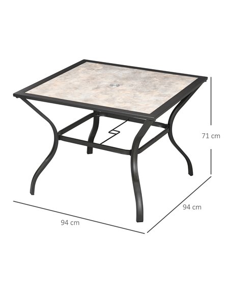 Outsunny Garden Table for 4 with PC Board Tabletop for Patio, Backyard, Grey - pic 30798 | FastDaddyshop