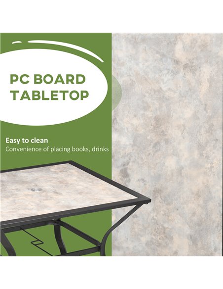 Outsunny Garden Table for 4 with PC Board Tabletop, Grey 84G-009V00GY - pic 30800 | FastDaddyshop