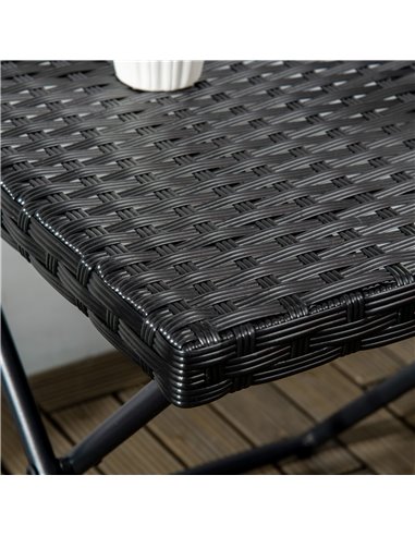 Outsunny Square PE Wicker Rattan Folding Table - Black