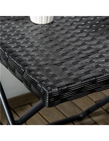 Outsunny Square PE Wicker Rattan Folding Table - Black - pic 30858 | FastDaddyshop