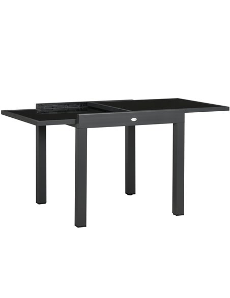 Outsunny Extending Garden Table with Aluminium Frame and Tempered Glass Tabletop, Black - pic 30868 | FastDaddyshop