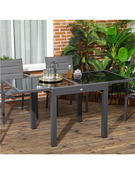 Outsunny Extending Garden Table with Aluminium Frame and Tempered Glass Tabletop, Black - pic 30869 | FastDaddyshop