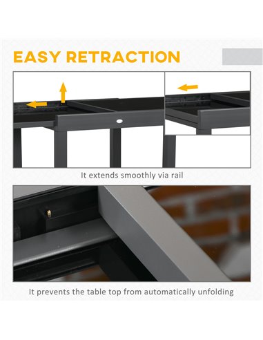 Outsunny Extending Garden Table with Aluminium Frame, Black 84B-297V00BK