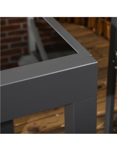 Outsunny Extending Garden Table with Aluminium Frame and Tempered Glass Tabletop, Black