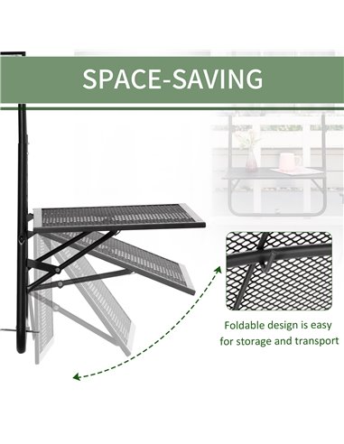 Outsunny Balcony Metal Wall Mount Hanging Table, Black 84B-862