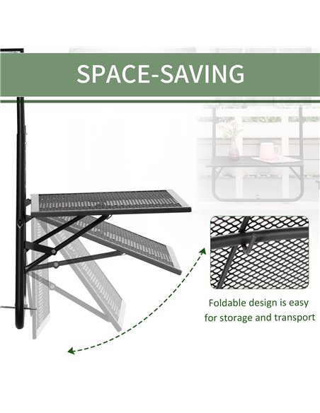Outsunny Balcony Metal Wall Mount Hanging Table, Black 84B-862 - pic 30890 | FastDaddyshop
