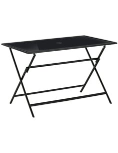 Outsunny Folding Outdoor Dining Table for 6 people with Tempered Glass Top, Black