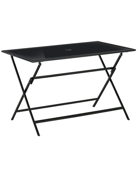 Outsunny Folding Outdoor Dining Table for 6 people with Tempered Glass Top, Black - pic 30913 | FastDaddyshop
