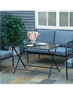 Outsunny Folding Outdoor Dining Table for 6 people with Tempered Glass Top, Black 2