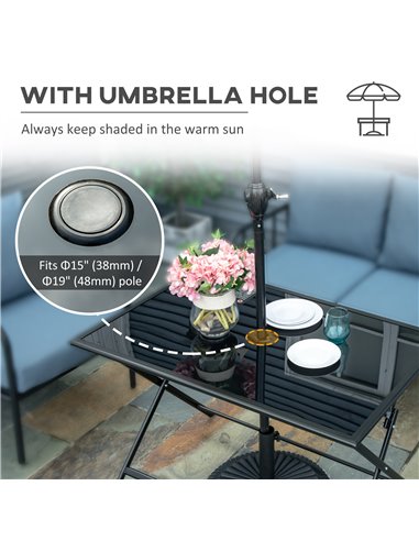 Outsunny Folding Outdoor Dining Table for 6 people, Black 84B-662