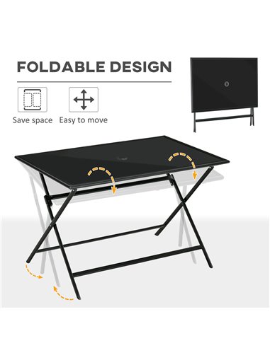 Outsunny Folding Outdoor Dining Table for 6 people, Black 84B-662
