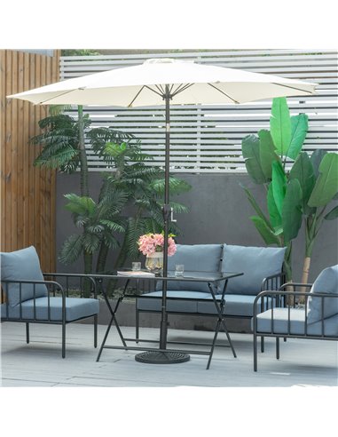 Outsunny Folding Outdoor Dining Table for 6 people with Tempered Glass Top, Black