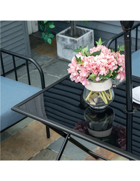 Outsunny Folding Outdoor Dining Table for 6 people with Tempered Glass Top, Black - pic 30920 | FastDaddyshop