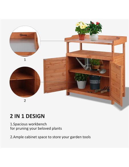 Outsunny Multi-function Potting Bench Table with Storage Cabinet, Orange 845-716 - pic 30952 | FastDaddyshop