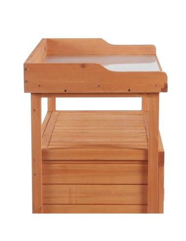 Outsunny Multi-function Potting Bench Table with Storage Cabinet, Galvanized Table Top, Orange