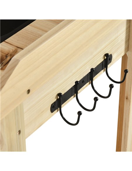 Outsunny Potting Bench Table, Workstation with Metal Sieve Screen, Removable Sink, Additional Hooks and Baskets, Natural Wood - pic 30965 | FastDaddyshop