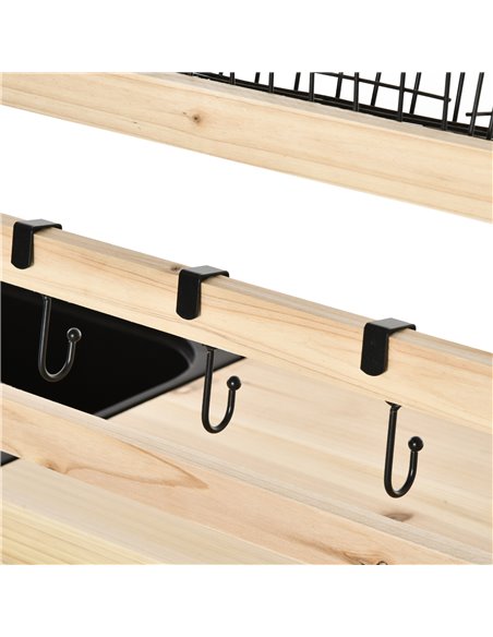 Outsunny Potting Bench Table, Workstation with Metal Sieve Screen, Removable Sink, Additional Hooks and Baskets, Natural Wood - pic 30966 | FastDaddyshop