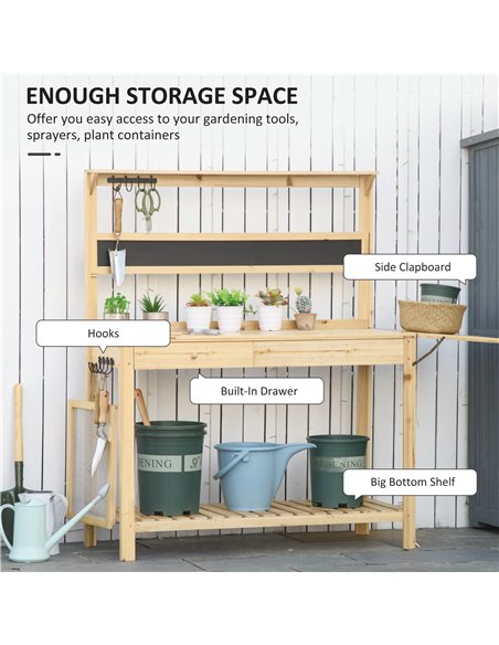 Outsunny Garden Work Table, Workstation with Hidden Sink, Natural 845-628 - pic 30970 | FastDaddyshop
