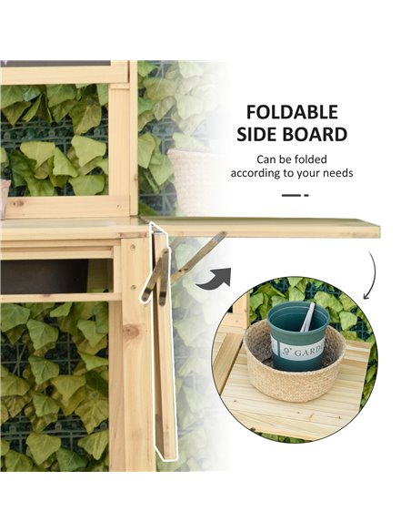 Outsunny Potting Bench Table, Garden Work Bench, Workstation with Metal Sieve Screen, Chalkboard, Hidden Sink, Drawer for Patio, - pic 30973 | FastDaddyshop