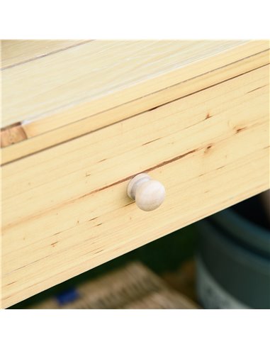 Outsunny Potting Bench Table, Garden Work Bench, Workstation with Metal Sieve Screen, Chalkboard, Hidden Sink, Drawer for Patio,