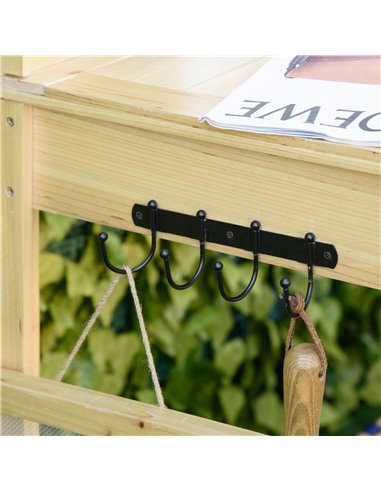 Outsunny Potting Bench Table, Garden Work Bench, Workstation with Metal Sieve Screen, Chalkboard, Hidden Sink, Drawer for Patio,