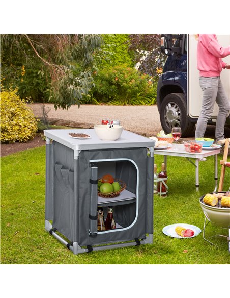 Outsunny Aluminum Camping Table with 3-Shelf with Carrying Bag, Grey - pic 30986 | FastDaddyshop
