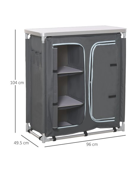 Outsunny Aluminum Camping Table with 3-Shelf with Carrying Bag, Grey - pic 30987 | FastDaddyshop