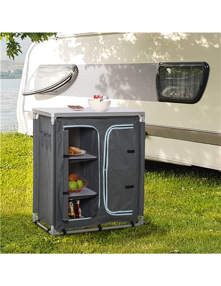 Outsunny Aluminum Camping Table with 3-Shelf with Carrying Bag, Grey - pic 30991 | FastDaddyshop