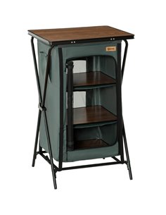 Outsunny Camping Cupboard, Aluminium Foldable Kitchen Station Cook Table with Storage Shelves and Carrying Bag