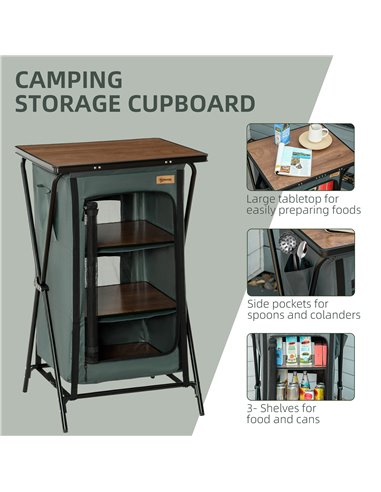 Outsunny Aluminium Foldable Kitchen Station Cook Table, Grey A20-251