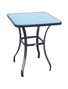 Outsunny Metal Coffee Garden Table with Glass Top