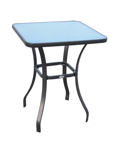 Outsunny Metal Coffee Garden Table with Glass Top - pic 31019 | FastDaddyshop
